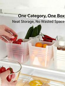 6 piezas de cajas de almacenamiento transparentes para refrigerador, organizadores universales para encimera de cocina y puerta de refrigerador, organizador de frutas, verduras y salsas, contenedores de almacenamiento de alimentos que ahorran espacio - transparente - Ver 2