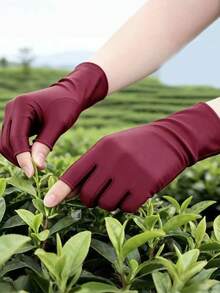 Ice Silk Two-Finger Women's Sun Protection Gloves, UV Protection, Thin Breathable Non-Stuffy, Touchscreen Compatible, Anti-Slip, For Driving, Cycling, Outdoor Fishing, Summer Cooling Hand Protection - Multicolor - View 3