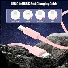 USB-C 轉 Type-C 充電數據線 [3.3FT/6.6FT] 長距離快充線，USB-C 電源線，相容 iPhone 17/16/15 Pro/Pro Plus/Pro Max，相容 Galaxy S26/S25/S24/S23/S22，Pro/Air 及更多機型，手機充電線 - 粉色 - 查看 6