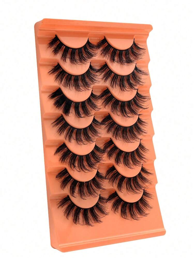 New 7 Pairs D Curl Russian Volume Natural Fluffy False Eyelashes, Classic Cat Eye Mink Fur False Eyelashes, Cross Fine Dramatic 5D False Eyelashes, Soft Natural Feel Eyelash Extensions Makeup, Create Natural Makeup Effect - A - View 8
