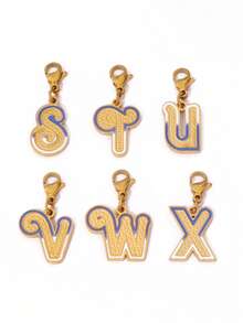 1pc Stainless Steel Enamel Initial Letter Pendant With Lobster Clasp 18K Gold Plated Letter Charms For DIY Jewelry Making Accessories - Pendant - View 8