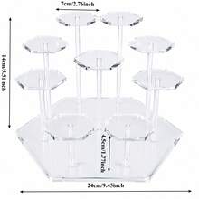 4/7/9-Tier Clear Acrylic Display Stand, Hexagonal Cupcake Dessert Display Rack, Transparent Collector Shelf For Blind Box Figures, Dolls, Action Figures, Pastry Serving Holder For Wedding Birthday Party & Desktop Ornament Showcase - Multicolor - View 9