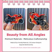 AD Alloy Flame Motorcycle Keychain, Spring-Back Inertia Motorcycle Model Pendant, Boys Realistic Motorcycle Toy Key Chain - Flame Motorcycle - View 6
