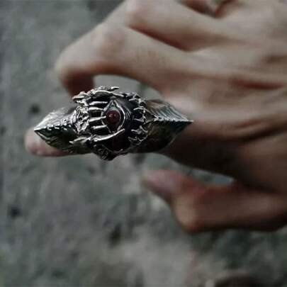 CIREY 1pc Vintage Monster Design Evil Eye Devouring Eye Open Joint Ring, Movable Punk Armor Element Finger Ring