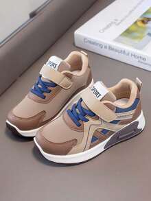 1 Pair Soft Sole Non-Slip Fashion Versatile Outdoor Casual Sports Shoes With Hook And Loop For Boys And Girls, Suitable For Spring And Autumn - Brown - View 20