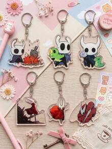 1pc/6Pcs Hollow Knight Game Acrylic Keychain, Cartoon Character For Backpack. Lovely Decoration For Fans,Anime Lovers, And Friend Swap Trinkets. - Multicolor - View 2