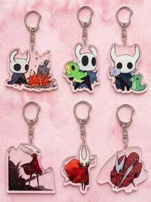 1pc/6Pcs Hollow Knight Game Acrylic Keychain, Cartoon Character For Backpack. Lovely Decoration For Fans,Anime Lovers, And Friend Swap Trinkets. - Multicolor - View 5