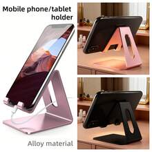 1pc Metal Mobile Phone Stand, Portable Phone Holder, Transparent Desktop Phone Bracket, Suitable For Various Smartphones, Tablets, Desktop Accessories And Home Office Supplies - Rose Gold - View 2