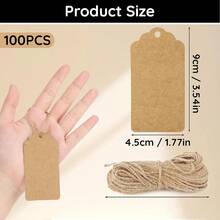 100/50 Stücke Weihnachtliche Geschenkanhänger mit 65 Fuß Jutegarn, personalisierte Kartonanhänger mit Loch, Kraftpapier Etiketten für DIY Kunsthandwerk, Hochzeit Weihnachts Papier Geschenke Vintage Etiketten - Übersicht 4