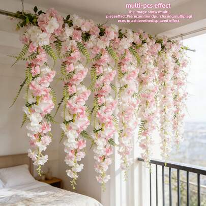 3pcs Artificial Flower Vine Combination White Pink Cherry Blossom Vine And Persian Vine Home Bedroom Living Room Wall Decoration Wedding Arch Background Arrangement Graduation Season Activity Scene Decoration Birthday Holiday Party Atmosphe