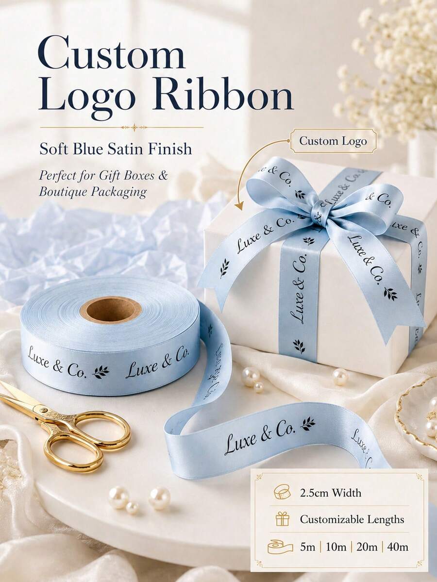 Customizable Gift Wrapping Ribbon (2.5cm), Custom Ribbon, Personalized DIY Ribbon, Multiple Colors/Lengths Available, Gift Wrapping, Birthday, Wedding, Anniversary, Woven Ribbon Bow Decoration, School Supplies, Back To School