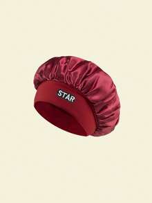 1Pc "STAR" Letter Satin Summer Sleeping Cap, Head Scarf, Lightweight Hair Care Cap, Print Satin Sleep Wide Elastic Band Silky Hair - Multicolor - View 18
