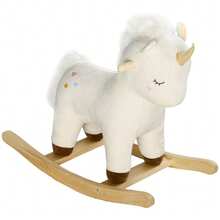 Children's Rocking Horse, Unicorn Ride-On Toy, With Wooden Base, Suitable For Children Aged 2-4, White - White - View 1