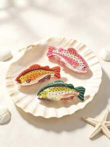 1件春夏海洋鮭魚造型大髮夾，趣味獨特，適合女性日常佩戴於後腦 - 彩色 - 查看 4