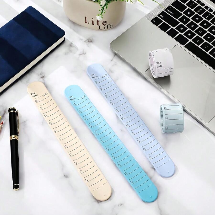 1Pc Erasable And Reusable Memo Wristbands, Rulers, Grid Lines, Suitable For Students, Nurses, Teachers, Work Plans, Task Management And To-Do Lists - Multicolor - View 1