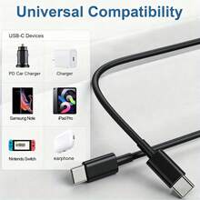 Type C 轉 Type C 充電線，3.3ft/6.6ft/9.9ft，適用於 iPhone 17/16 快充線，同步充電與數據傳輸，USB-C 轉 USB-C 電源線，兼容 17/16/15 Pro Plus Pro Max，兼容 Galaxy S 系列，黑色 - 黑色/39.37英寸 - 查看 5