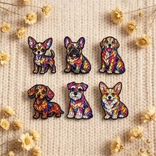 1/6 buah Pin Enamel dan Bros Anjing Kartun Warna-warni untuk Tas Ransel, Dekorasi Keren untuk Teman, Hadiah - MultiWarna - View 8