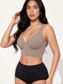 3pcs/Set Women's Solid Color Seamless Elegant Wireless Bra Set, Includes Bra, Sports Bra, And Panties, Suitable For Christmas - Multicolor - View 4