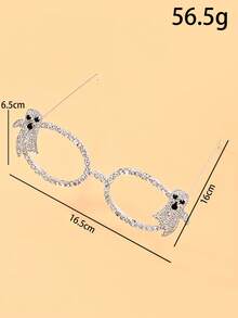 1pc Fully Rhinestone Bat Wing Halloween Cute Spooky Ghost Decorative Eyeglass Frame, Lensless Gothic Punk Halloween Horror Women's Party Photo Prop Fashion Accessory - YJK1132 - View 5
