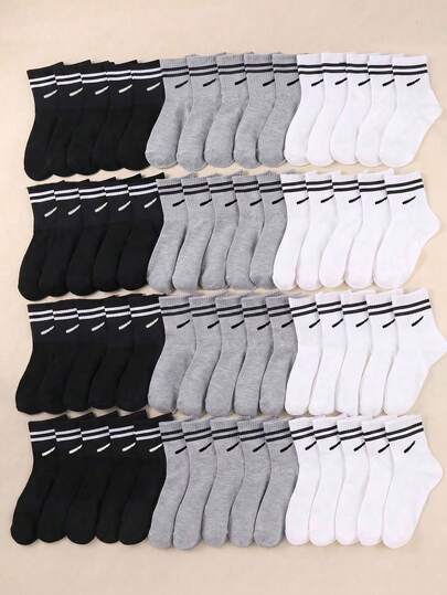 10/20 Pairs Multi Pack Mid-Calf Socks, Soft Sports Running Socks, Fall Back To School Essential Athletic Socks, Daily Halloween Casual Socks