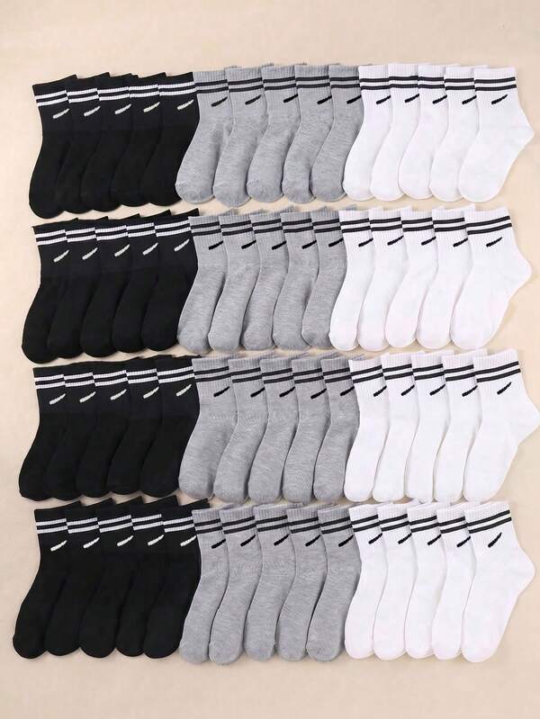 10/20 Pairs Multi Pack Mid-Calf Socks, Soft Sports Running Socks, Fall Back To School Essential Athletic Socks, Daily Halloween Casual Socks
