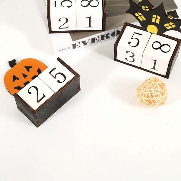 Adorno de Calendario de Halloween, Decoración de Escritorio con Tema de Calabaza Naranja, Calendario de Fantasma Lindo, Decoración de Atmósfera de Castillo Embrujado Espeluznante, Adecuado para Halloween y Uso Diario