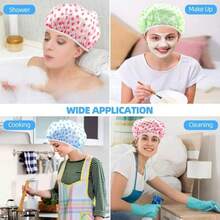[High Quality Thickened & Oversized Shower Cap]Adjustable Printed Shower Cap, Reusable, With Elastic Band, Suitable For Women's Spa & Hair Salon Use - Thickened version - View 5