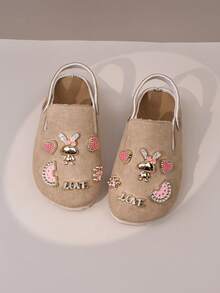 Sepatu Anak Perempuan Warna Cokelat Muda dengan Gesper Lucu, Sol Lembut Anti Selip, Tali yang Dapat Diatur, Sepatu Kasual Tertutup, Mainan DIY - Khaki - View 5