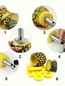 1pc Stainless Steel Pineapple Corer, Pineapple Core Remover, Easy To Use Peeler, Rust-Resistant Reinforced Stainless Steel Sharp Blade, Fruit Slicer Tool, Detachable Handle, Kitchen Essential, Corer, Fruit Processing Tool, Random Color - Multicolor - View 4