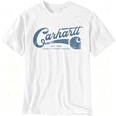 Carhartt Retro Circle Logo Short Sleeve T-Shirt Men Casual Crew Neck Graphic Tee UK