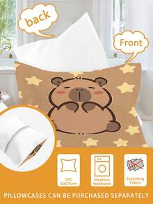 2/3pcs Cartoon Capybara Duvet Cover Set, Single/Double/Queen/King Bedding Set, 3D Printed Cartoon Bedding, Suitable For Girls, Children, Teenagers, 1 Duvet Cover + 1/2 Pillowcases, All Seasons, Zipper Closure (No Filling), 100% Polyester - Multicolor - View 10