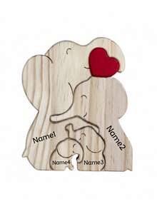 Wooden Bear Family Puzzle, Personalized Christmas Gift, Wooden Cute Bear Puzzle Customizable With 2-6 Family Member Names, Customized Family Member Name Puzzle Home Decor Gift - Elephant - View 14