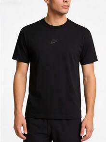 Nike Sportswear Premium Essentials Logo Men's Loose Fit Crew Neck Short Sleeve T-Shirt, Solid Black - Black - View 1