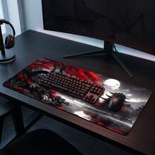 Bright Red Black Gray Marble Swirl Pattern Extra Long Mouse Pad, Non-Slip Rubber Bottom, Smooth Gaming Desk Mat, Suitable For PC Laptop, Office Home, Abstract Art Decor, Back To School Desktop Accessory, Office Supplies Mouse Pad Set - Mouse Pad - View 8