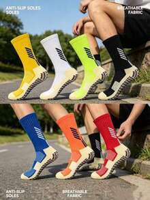 7 Pairs Professional Anti-Slip Football Socks, Thick Terry Cushion Crew Sports Socks For Men And Women - Multicolor - View 8