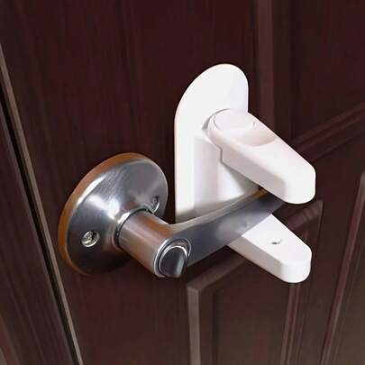 Door Handle Lock - Easy To Install, No Tools Required, 2-Button Press, 90° Rotating Handle, Polished Metal Surface, Durable And Reliable, Ensuring Home Security And Peace Of Mind