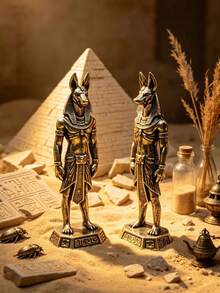 Patung Miniatur Anubis Mesir Kuno dari Kuningan, Patung Dewa Serigala dari Tembaga dengan Tampilan Usang, Dekorasi Meja Mitologi Eksotis, Kerajinan Ruang Belajar, Aksesori Pemandangan Mikro Meja Pasir, Hadiah Kreatif Gaya Eksotis untuk Meja Kantor, Pola Alas Timbul 3D, Cocok untuk Ruang Pelarian (Escape Room), Kafe, Dekorasi Rumah - 1PC - View 4
