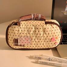 1pc Pine Cone Pencil Case, Multi-Functional Large Capacity Portable Handheld Pencil Case, Button Decor Zipper Closure Design, Built-In Independent Compartments For Easy Stationery Organization And Storage - A - View 8