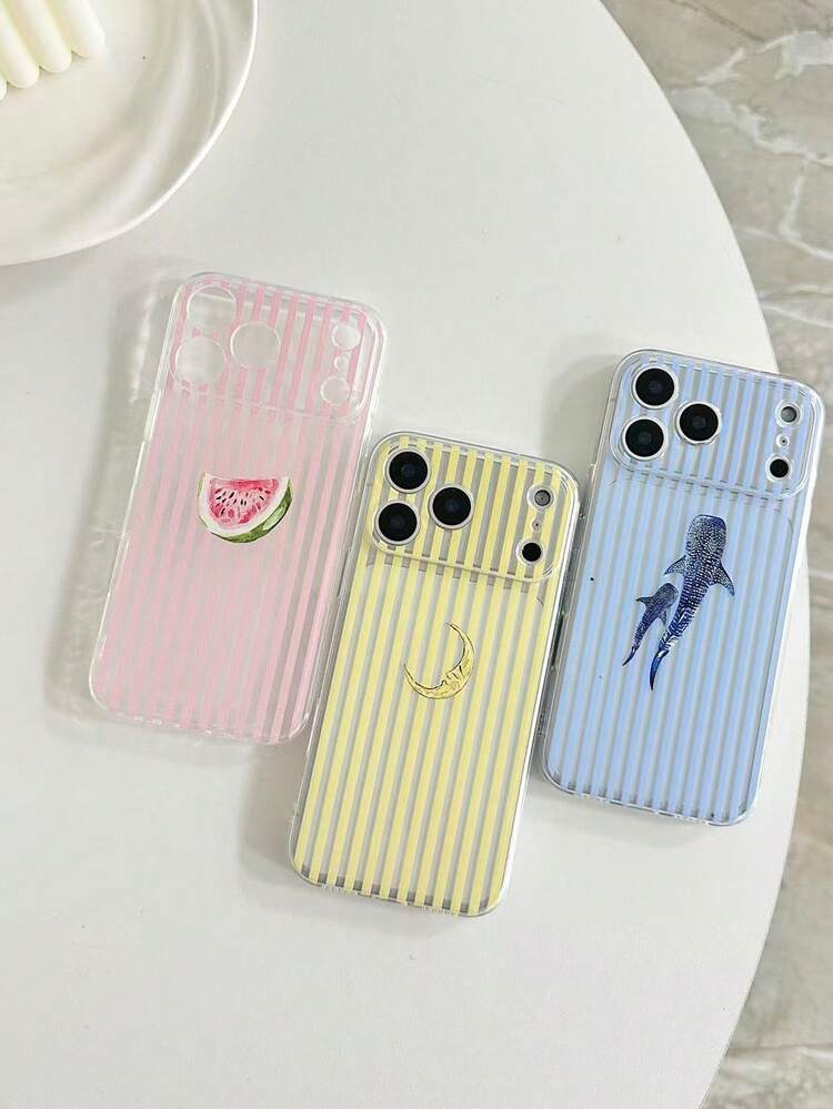 3pcs Transparent Shockproof Full Coverage Soft TPU Phone Case, UV Printed Striped Elements, Pink Stripes & Cherry Turtle Sun Combination Pattern, Fashion Phone Case, Compatible With IPhone 7/8/7 Plus/8 Plus/X/XS/XR/XS Max/11/11 Pro/11 Pro Max/12/12 Pro/12 Pro Max/12 Mini/13/13 Pro/13 Pro Max/13 Mini/14/14 Pro/14 Pro Max/14 Plus/15/15 Pro/15 Pro Max/15 Plus/16/16 Pro/16 Pro Max/16 Plus/17/17 Pro - Multicolor - View 69