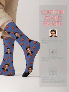 1 Pair Customized Face Pattern Socks, Personalized Photo Socks, Custom Printed Socks, Funny Face Socks, Custom Pattern Socks, Print Any Face Pattern On Socks, Anniversary Gift, Valentine's Day Gift, Unique Birthday Gift, Personalized Custom Collection - Multicolor - View 9