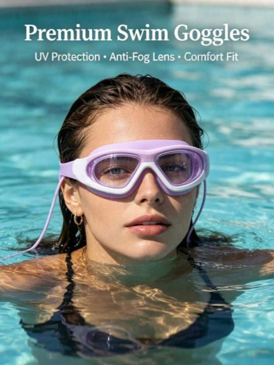 1PC Summer Swimming Goggles Waterproof Silicone Swimming Accessory With Earplugs, Suitable For Swimming Training And Leisure, Holiday Gift - Multicolor - View 1