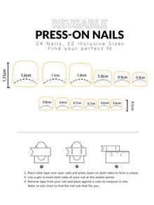 24pcs Kuku Tempel Pendek Bentuk Persegi Gaya Prancis Manis dengan Kelopak 3D Warna Pink & Putih dan Pinggiran Putih - MultiWarna - View 7