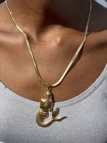 European And American Style Personalized Mermaid Horse Head Metal Pendant Necklace Jewelry Accessory - Necklace - View 7