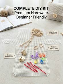 1 Set Small Handbag Crochet DIY Kit, Handmade Crochet, Suitable For Beginners To Start Crochet DIY Bag, Creative Handmade Gift, Back To School Essential - Multicolor - View 9