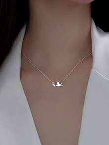 1pc S925 Sterling Silver Ins Minimalist College Style Dove Pendant Necklace, Women's Fashion Personalized Sweet Cute Fresh Gentle Elegant Daily Commute Versatile Niche Neck Accessory, Exquisite Small Design Classic Peace Dove Collarbone Chain, Suitable For Casual And Party Wear - Pigeon - View 6