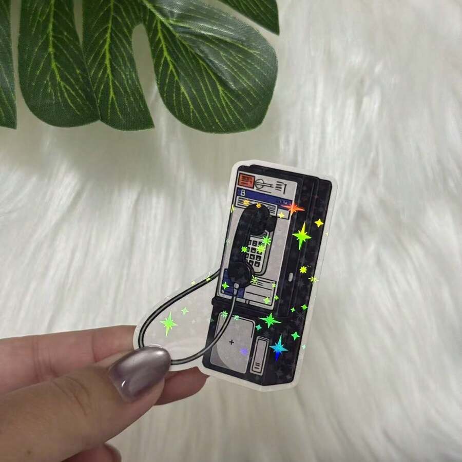 公用電話亭黑膠貼紙貼花－適用於貼在筆記型電腦、水壺、冰箱、手機殼、工具箱、霧面材質、汽車卡通設計 | 獨特禮物創意，不規則形狀圖案 - 星膜 - 查看 1
