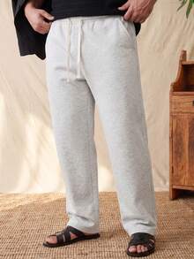 glestore Men's Plus Size Retro-Style Casual Drawstring Pants: Comfortable, Sporty, All-Season, Multifunctional - Light Grey - View 5