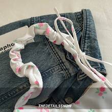 Sweet Girl's New Bowknot Floral Canvas Bag, Drawstring Shoulder Bag, Highly Attractive Cute Crossbody Bag - Shoulder Bag - View 3