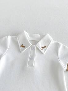 Miniweenns Unisex Baby & Toddler Back To School Summer Letter Embroidered Polo Collar Set, White & Brown Plaid Short Sleeve Top + Shorts 2-Piece Outfit - Multicolor - View 10