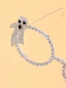 1pc Fully Rhinestone Bat Wing Halloween Cute Spooky Ghost Decorative Eyeglass Frame, Lensless Gothic Punk Halloween Horror Women's Party Photo Prop Fashion Accessory - YJK1132 - View 7